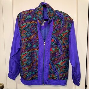 Vintage 90s 100% Silk Purple & Paisley‎ Track Jacket | Size Small